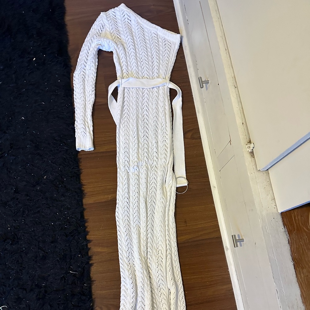 White Long Maxi Crochet Dress Size M - Picture 2 of 4